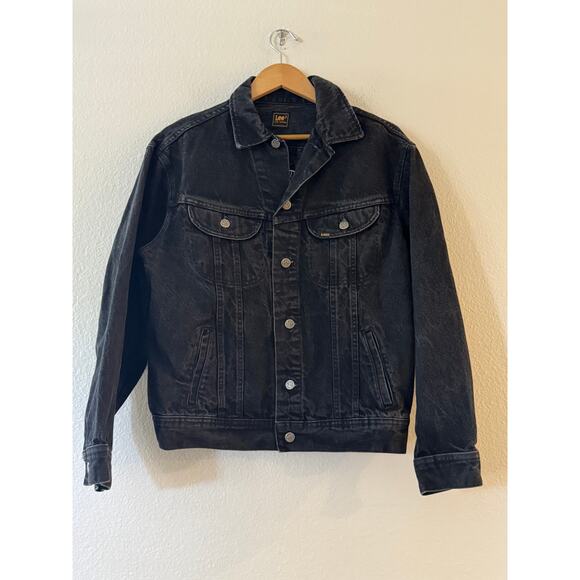 VTG Lee Men's Hard Rock Cafe Honolulu Trucker Jacket XL Black Denim Embroidered - Picture 3 of 11